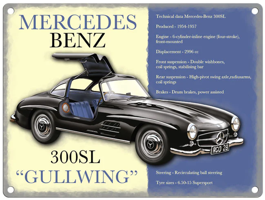 Mercedes Benz 300sl Gullwing -  Metal Sign